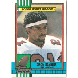 1990 Deion Sanders Falcons Card Topps Football Super Rookie #469 WN17