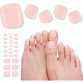 Beaolata Semi Cured Gel Nail Strips - 26 PCS Salon Quality Toe Gel Nail Stickers for All UV Light - Longlasting & Easy Remove Toe Wraps Art Kit for Women (Sheer Pink)