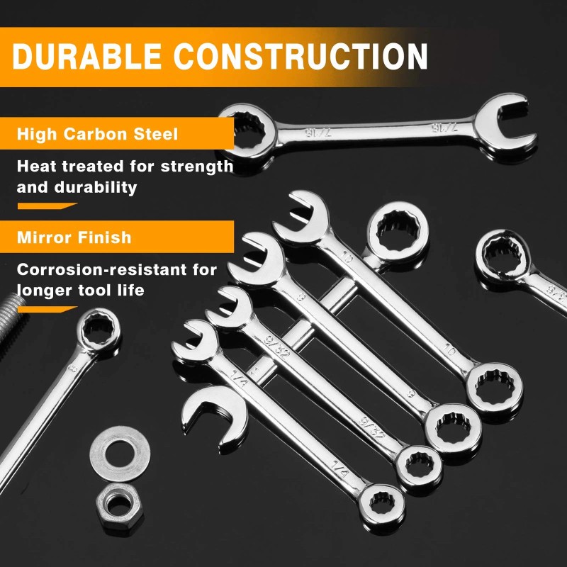 Speedwox 20-Piece Mini Combination Wrench Set, High Carbon Steel, Silv