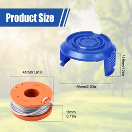 Strimmer Spool Line for Mac Allister MGTP18Li, 1.65mm 10ft WX150 Replacement Strimmer Spools Compatible with Mac Allister MGTP18Li Trimmer with TLW-01-1 Spool Cover (spool*6+caps*1)