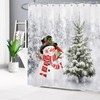 LB Cute Snowman Christmas Shower Curtain Decor, Winter Nature Landscape