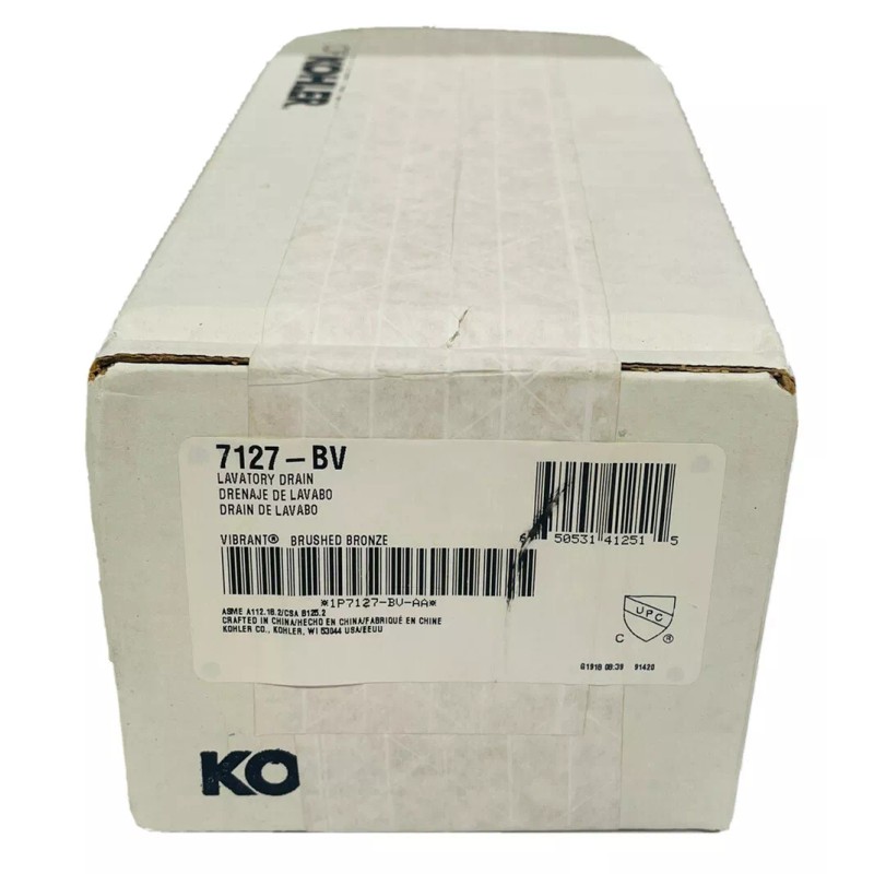 Kohler 7127 Lavatory Drain No Overflow / Non-Removable Stopper in
