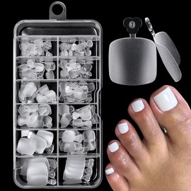240pc Fake Toenails Full Cover Cover Gel Toe Nail Tips Clear Press on Toenail, Short Square Fake Toes Nails Tips Matte Gel Toenails Extrension False Toe Nail Feet Artificial Toenail Tip