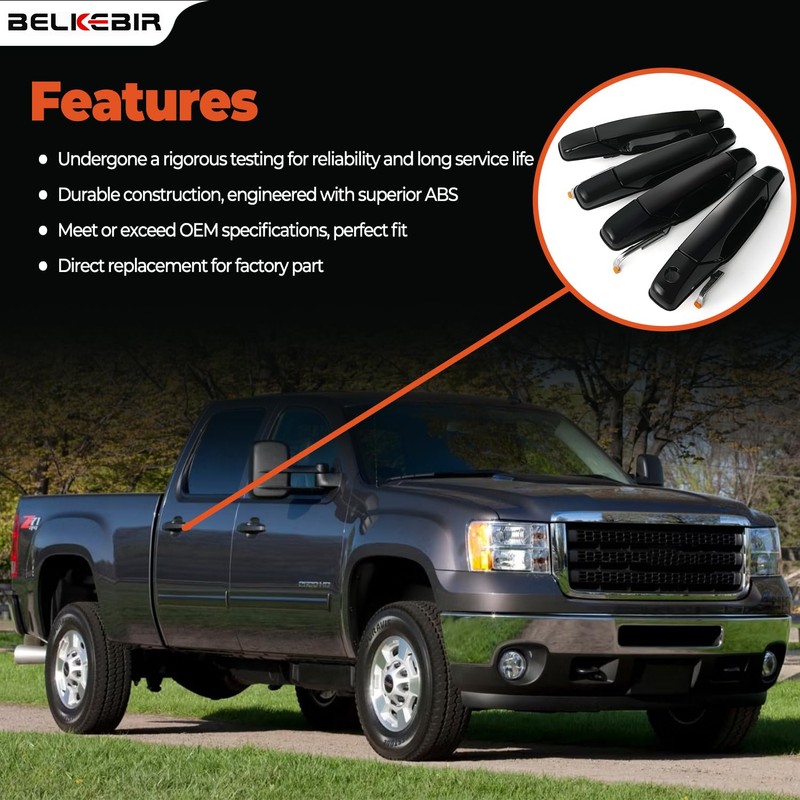 4 PCS Black Exterior Door Handle Front Rear Driver Passenger