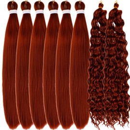 Ginger Brown Braiding Hair Pre stretched for Boho Braids Pre stretched Boho Braiding Hair