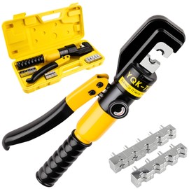 Hydraulic Crimping Tool With 9 Pairs Of Dies, 12 To 2/0 Awg, Hydraulic Wire Battery Cable Lug Terminal Crimper Crimping Tool, Crimping Easier