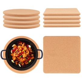 ZEONHEI 10 PCS Non-Slip Cork Trivets Set - 7.5 Inch Round and Square Cork Coaster Placemats for Hot Pots and Pans