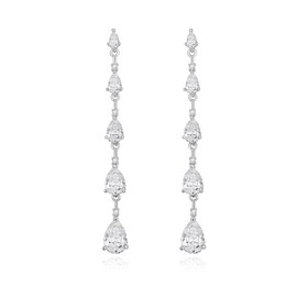 Clearine Wedding Cubic Zirconia Earrings for Women Bride Bridesmaid Sparkle Birthstone Multiple Drop Chandelier Dangle Earrings for Prom Party, Cubic Zirconia
