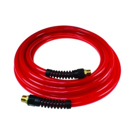 Coilhose Pneumatics PFE60254TR Flexeel Reinforced Polyurethane Air Hose, 3/8" ID, 25' Length with (2) 1/4" MPT Reusable Strain Relief Fittings