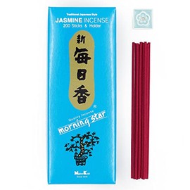 Nippon Kodo Morning Star Jasmine Japanese Incense - 200 Stick Box with Ceramic Holder