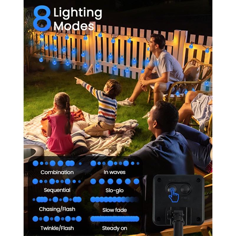 LORRYTE 2-Pack 120 LED Blue Solar String Lights Outdoor -