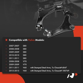 A-Premium 2 x Front Lower Control Arm, with Ball Joint & Bushing, Compatible with Volvo S60 2011, S80 2007-2011, V60 2015, V70 2008-2010