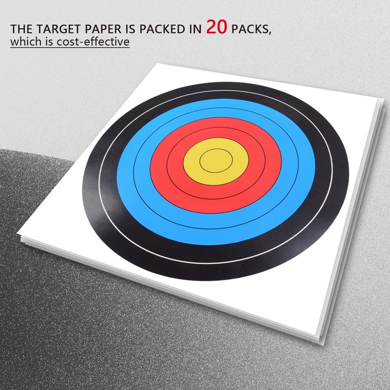 20 Sheets Bullseye Archery Target,Standard Archery Shooting Targets Paper 10