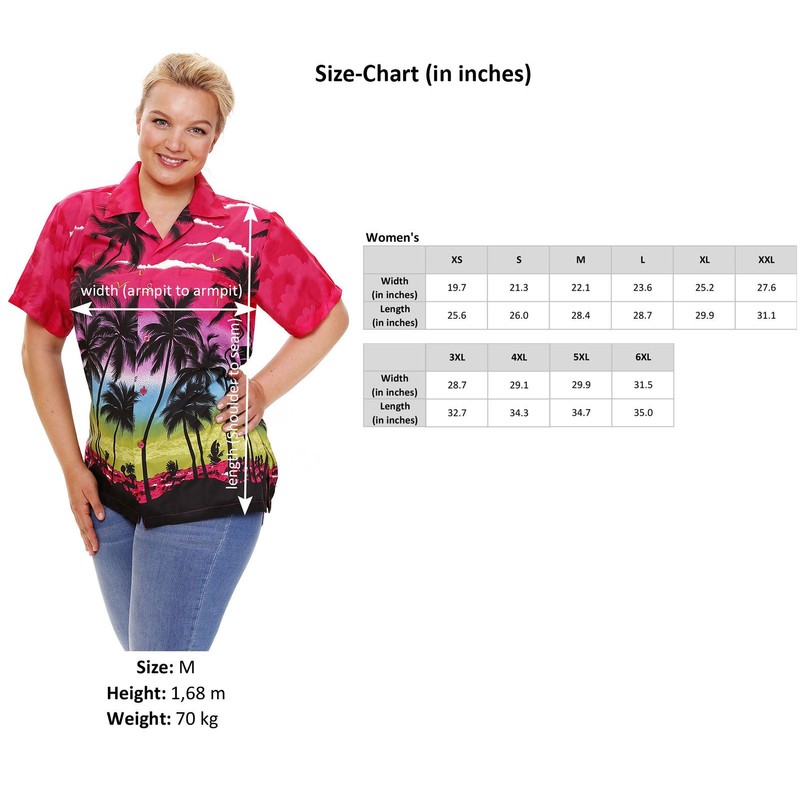 Funky Hawaiian Blouse, Hibiskus, red, XXL