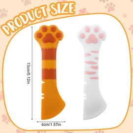 Gosknor 2 Pcs Dog Cat Food Spoon, Cute Paw Spoon for Wet Food Silicone Can Opener Multifunctional Pet Spatula Scoop Mixing Spoons for Cat Dog Supplies (White & Orange)