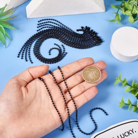 Magibeads 105Pcs Iron Ball Chain Black Keychain Chain Tag Chain Link with Bead Chain Connectors Ball Beaded Chain for Crafts DIY Men Women Hanging Ornament