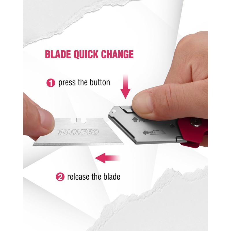 WORKPRO Box Cutter, Utility Knife Quick Change Blade Razor Knife,