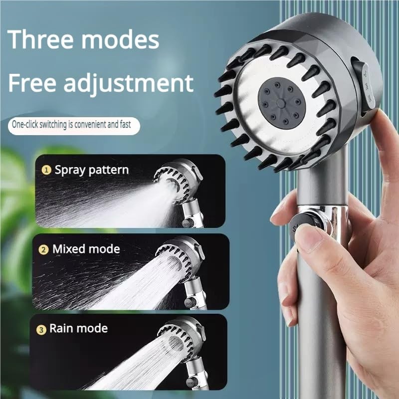 Handheld high-pressure shower head, with hose combination set, filter and