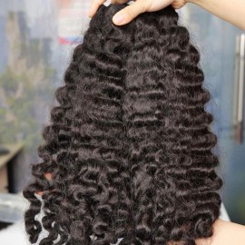 Raw Cambodian Cuticle Aligned Hair Single Donor Burmese Curly Hair Bundle Wigstyle: raw hair, color: 1 pcs natural wave, Stretched Length: 16 Inches