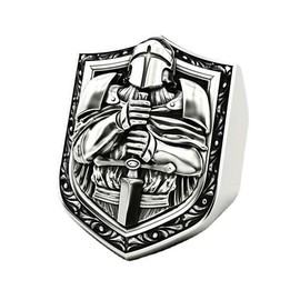LAIMIUMIU33 Knights Cross Sword Armor Shield Templar Rings for men Biker 316 Stainless Steel Rings Paladin Worrior Hunter style Iced Out Jewelry Punk Ring Hip Hop Heavy Metal mens fashion rings, 8, Non-Precious Metal, No Gemstone