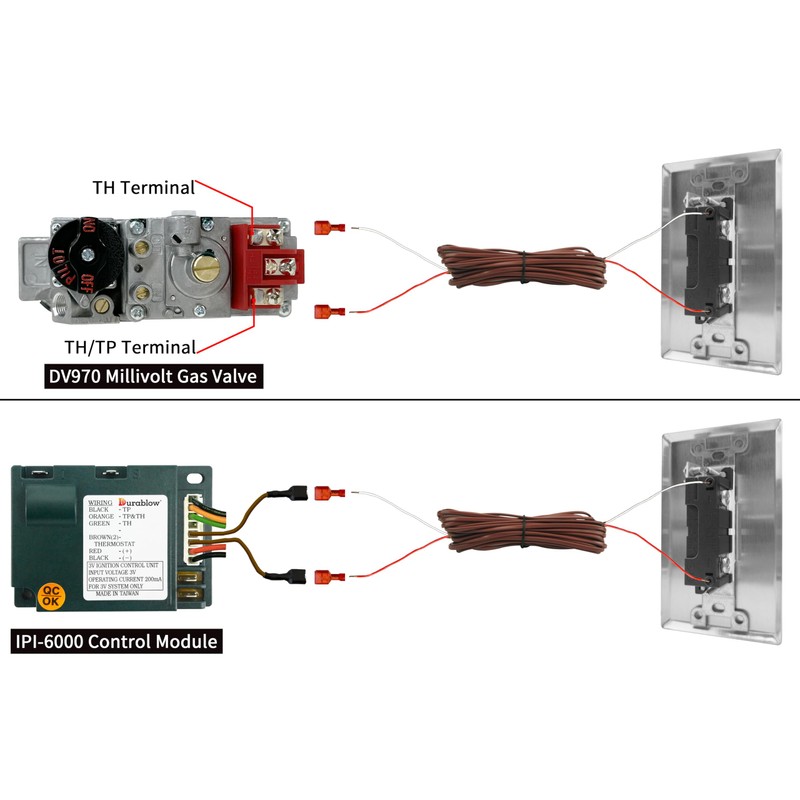 Durablow WS1001-S Wired Wall Mounted On/Off Fireplace Control Switch Kit