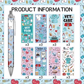 VorkiVecKi Vet Tech Ballpoint Pens - 24 Pcs Veterinary Receptionist Week Ball Point Pen Black Ink Retractable Fine Bulk Smooth Writing Appreciation Gifts for Doctor Nurse Hospital Home Office Supplies