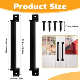 TANCUDER Pack of 2 Barn Door Handles, Black Sliding Door Handle, High Performance Barn Door Handle, 225 mm Cabinet Handles, Barn Door Handle with 4 Screws for Kitchens, Bedrooms, Garages, Sheds