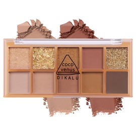 YBUETE 10 Colors Matte Shimmer Eyeshadow Palette, Daily Nude Eyeshadow Palette Long-Lasting Coloring, Versatile Delicate Matte Shimmer Eye Makeup, Bright and Warm Shimmer Mixable Eyeshadow Palette