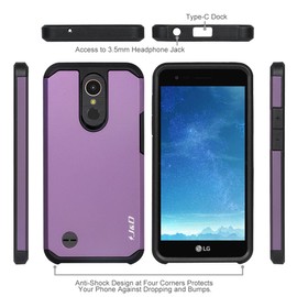 J&D Case Compatible for LG K20 V/LG K20 Plus/LG Harmony/LG K10 2017 / LG V5 / LG Grace Case, Heavy Duty Dual Layer Hybrid Shockproof Protective Rugged Bumper Case for LG K20 V Case Purple