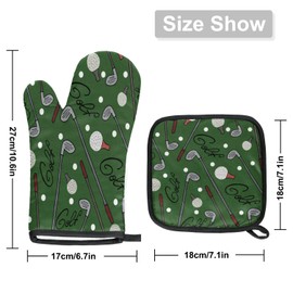 Oven Mitts and Pot Holders Sets of 2,Sport Golf Heat Resistant Kitchen Oven Gloves Potholder for Baking Grilling BBQ Cooking