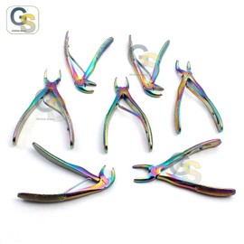 G.S New Premium German Grade Rainbow Pedo EXTRACTING Forceps 7 PCS Kelin Set Dental Instruments Children-Best Quality