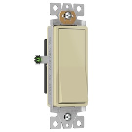 ENERLITES Decorator Paddle Rocker Light Switch, Gloss Finish, Single Pole, 3 Wire, Grounding Screw, Residential Grade,15A 120V/277V, UL Listed, 91150-I-10PCS, Ivory (10 Pack)