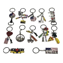 12 Pack NYC Multicolor Souvenir Collection New York Metal Keychain Ring Bundle Bulk Includes 2pc Bottle Opener, Empire State, And More.… (multicolor)