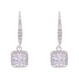 Anne Klein - Pendientes colgantes impecables en tono plateado y circonitas cúbicas