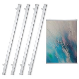Otoolling 4 Pack 59.4 Inch Poster Rail Hanging Aluminum Clip Heavy-Duty Hanger Frame Display for Large Picture, Signs, Prints, Artwork, Banners and Maps