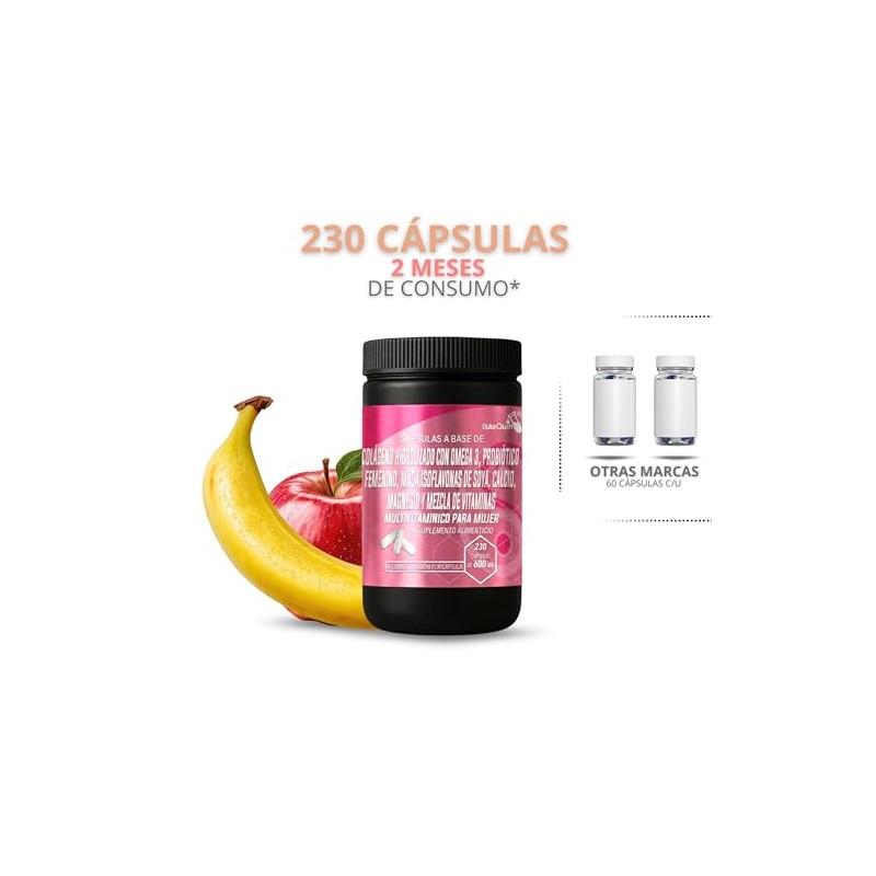 Multivitaminico para Mujer con Colageno Hidrolizado, Omega 3, Maca, Probiotico