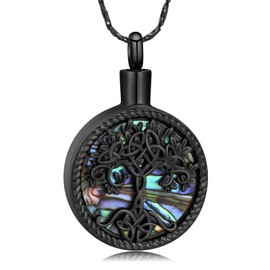 Imrsanl Tree of Life Urn Necklaces for Ashes for Women Men Tree of Life with Celtic knot Cremation Jewelry for Ashes Memory Jewelry for Human (Black)