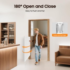 Fenjidrop Swing Door, Premium Solid Wood Swinging Doors, Modern Cafe Door, 180° Dual-Action Spring Hinges for Interior, Kitchen, Bar (Black, 35.4x35.4in)