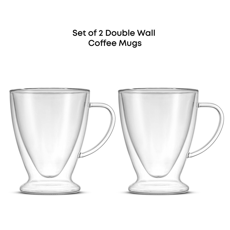 JoyJolt Declan Irish Double Wall Insulated Glass Coffee Cups (Set