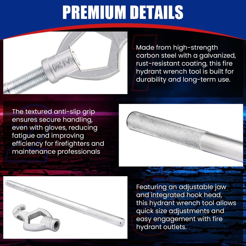 NYXOVA Fire Hydrant Wrench Tool – Heavy Duty Adjustable Carbon