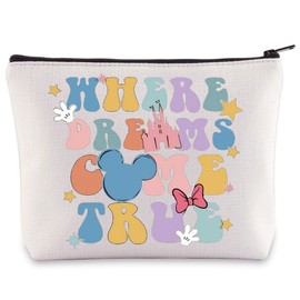 BWWKTOP Magic Kingdom Cosmetic Makeup Bag Magic Kingdom Lover Gifts Where Dreams Come True Zipper Pouch Bag Trip World Gift (Dreams Come True)