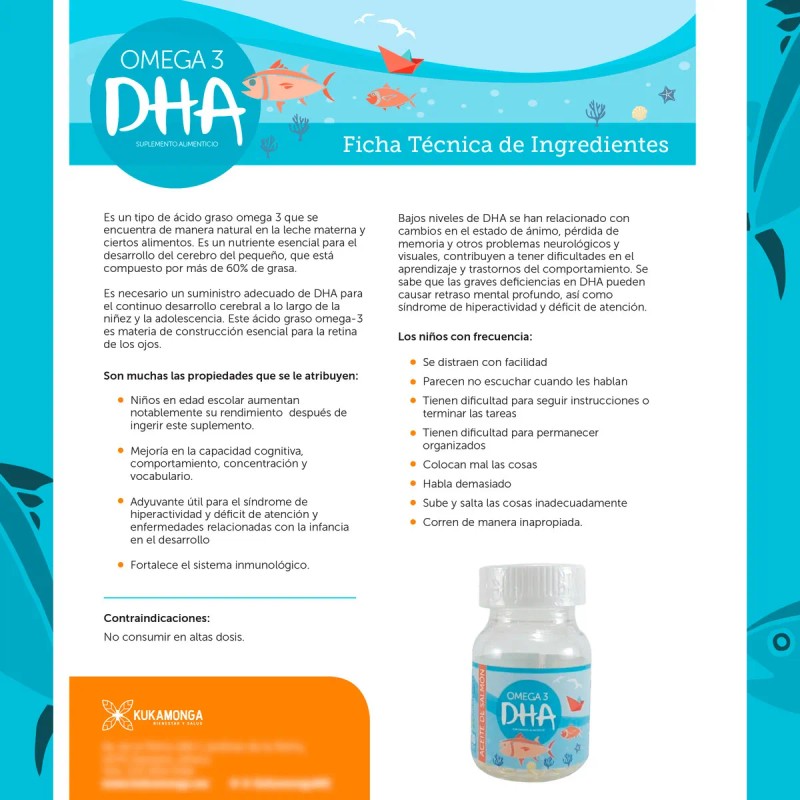 DHA Omega 3 para Niños 30 Cápsulas Dosis Diaria 1