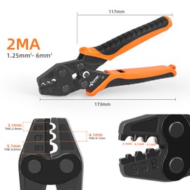 KF CPTEC Non Insulated Terminal Crimper, Ratchet Wire Crimper for 22-10 AWG (1.25-6mm²) | Battery Cable, Copper Butt & Splice Connectors, Automotive & Marine