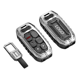 Metal Key Fob Cover Case Compatible with Jeep Grand Cherokee Renegade Dodge Durango Challenger Wrangler Patriot Grand Commander Journey Fiat Dart Chrysler 200 300 (Silver)