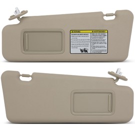 SCITOO Car Sun Visor Assbembly with Mirror Fit for 2008-2013 for Toyota for Highlander Beige with Sunroof(Left Driver & Right Passenger Sides)