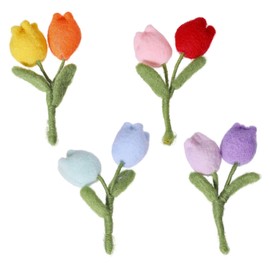 CHGCRAFT 4Pcs 4 Color Felt Tulip Flowers Artificial Bouquet Handmade Easter Ornament for Wedding Bouquet Mother's Day Birthday Party Favors Farmhouse Decor