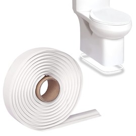 EADOT Self Adhesive Tape for Toilet Caulk Tape Self Adhesive Caulk Strip Rubber Seal Strip for Toilet Bowl Install, Toilet Adhesive Tape, Wash Basin Adhesive Kitchen Sink Rubber Caulk Strip White