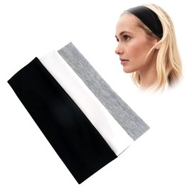 3 Pieces Yoga Headbands, Elastic Hair Bands, Non-Slip Hair Bands for Men and Women, Sports, Running, Workout, Fitness (Black, White, Light Grey)