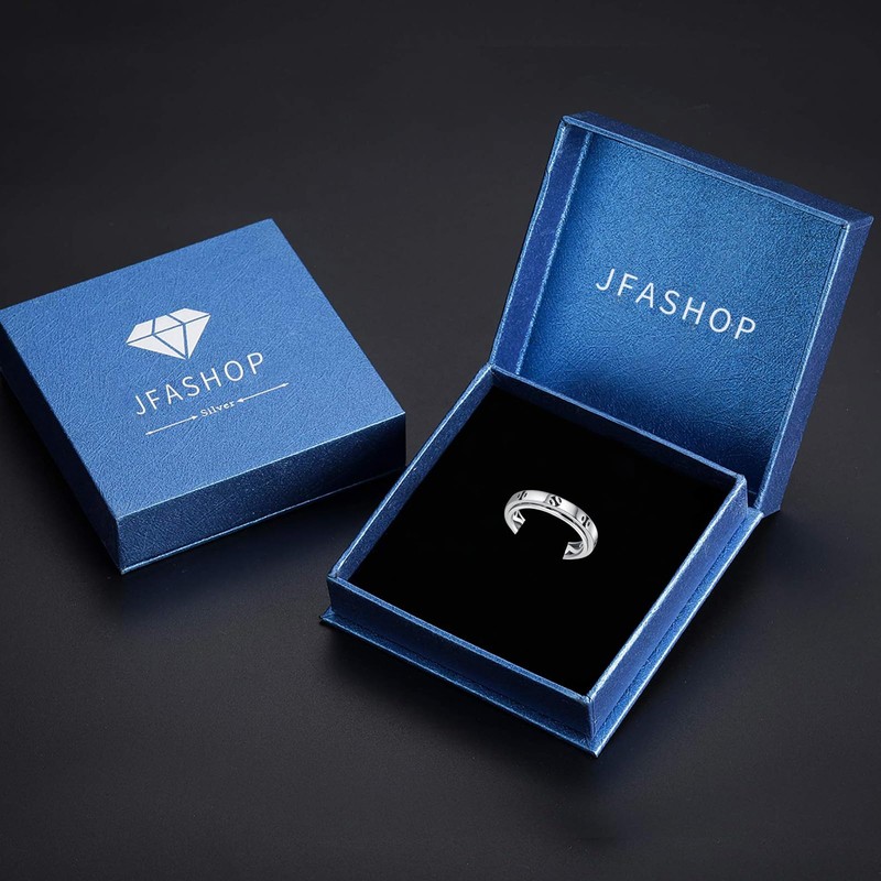 JFASHOP Spinner Ringe für Angst 925 Sterling Silber Baseball Spinner