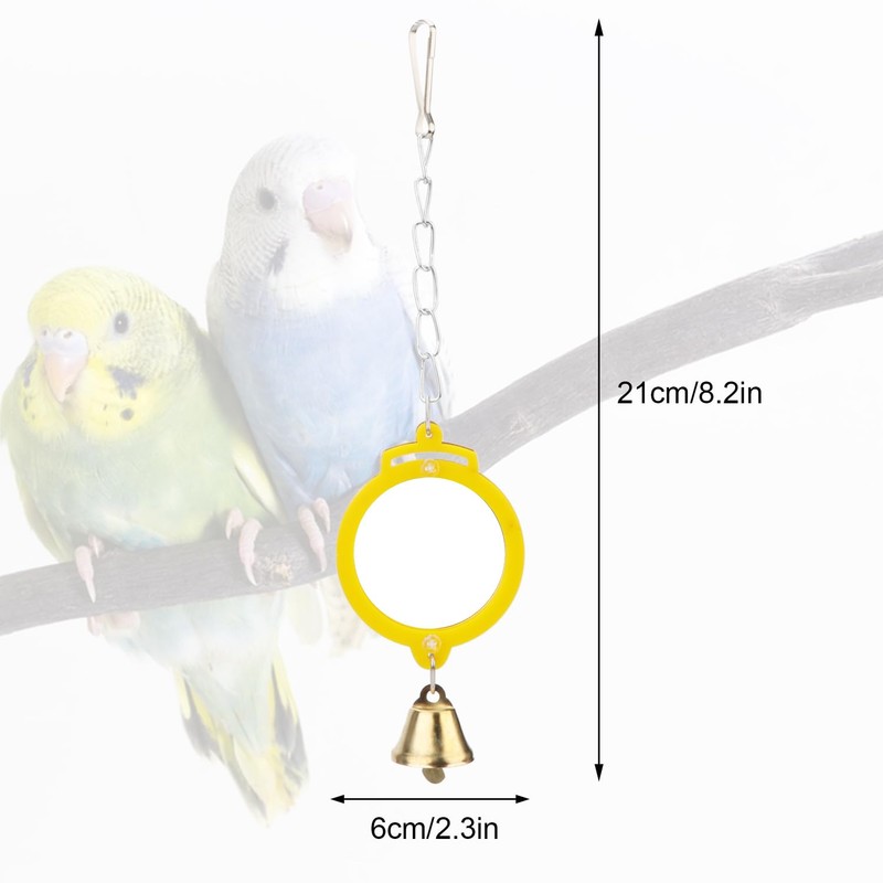 Pet Bird Mirror with Bell Interactive Treat Puzzle Parrot Toy